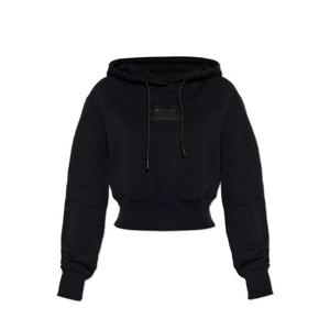 26 SS 베르사체 진 쿠튀르 로고 패치 드로스트링 크롭 후드티 899 79HAIC01CF00C