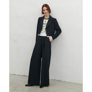 에고이스트 (EP3WP865)허리 배색 핀턱 와이드 팬츠