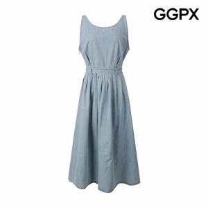 [GGPX] 허리 스트랩 데님 민소매 원피스 (GQ3OP009F)