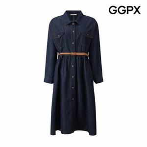 [GGPX] 위빙 벨트 세트 데님 원피스 (GQ3OP007F)