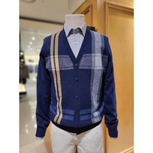 닥스셔츠   모100 체크브이넥 가디건니트  DLW1SWCD101-N1