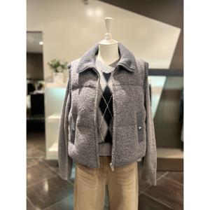 울 부클 후드 구스 다운 베스트 (7155417012)