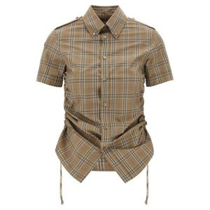 버버리 슬림 핏 체크 코튼 셔츠 8107968NUTIPCHECK