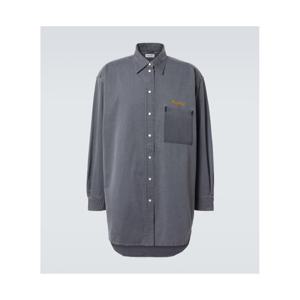 미우미우 로고 오버사이즈 샴브레이 셔츠 P01009310