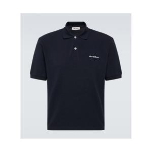 미우미우 로고 코튼 피케 폴로 셔츠 P00903543