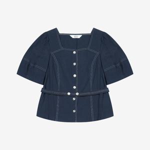 [베스띠벨리]하트넥 라인 반팔 블라우스 BKBAF2438