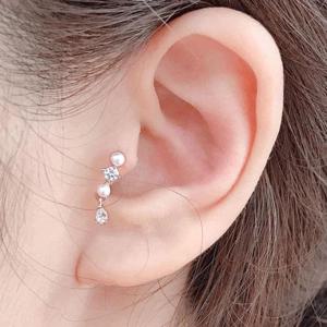 piecing (낱개판매) 큐빅콩콩 라떼 진주 드롭 귓바퀴 피어싱