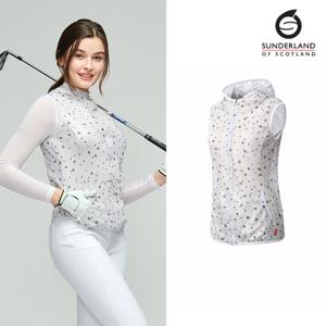 선덜랜드 여성 망사 별 프린팅 후드 조끼 - 16722WV61