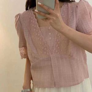 슈팅스타 / 스퀘어넥 레이스 루즈핏 사랑스러운 블라우스 823228