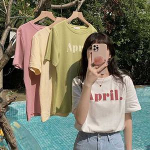 슈팅스타 / 레터링 프린팅 데일리 베이직 루즈핏 반팔트 616225