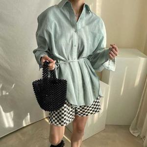 슈팅스타 / 루즈핏 오버핏 뒷절개 심플 허리 스트랩 셔츠 187248