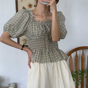 슈팅스타 / 허리 밴딩 스퀘어넥 사랑스라운 블라우스 968339