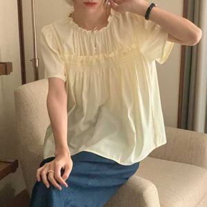 슈팅스타 / 프릴 주름 밴딩 심플 루즈핏 블라우스 970139