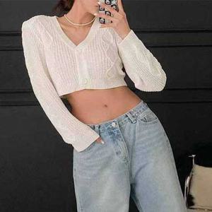 슈팅스타 / 아가일 패턴 브이넥 루즈핏 크롭 니트 가디건 722838