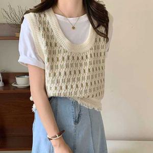 슈팅스타 / U넥 캐주얼 루즈핏 태슬 니트 베스트 조끼 353936