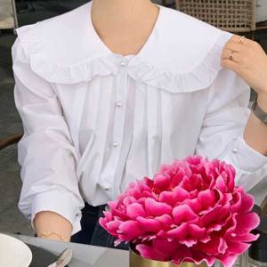 슈팅스타 / 프릴 빅카라 심플 루즈 긴팔 셔츠 132145