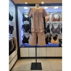 VIVIEN 선염 사카 체크 여성 반팔 파자마 잠옷 WP8780R