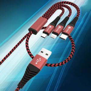 아남 3in1 USB-A 메탈 패브릭 케이블 2M 5핀 8핀 C타입 고속충전