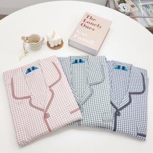 국산 커플 잠옷세트 체크 긴팔 면 파자마 상하세트 남여공용