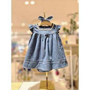 [백화점]블루독베이비 10 26SS신상 (BL)데님원피스형바디수트(백일돌아기옷) (4631360402)