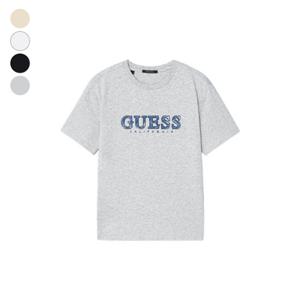 [GUESS]게스진 공용 크레파스 일자로고 반팔티(MQ2K8437)