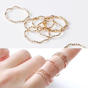 [리드박스] 실버 14K 웨이브 커팅 실반지 2SET 열손가락반지