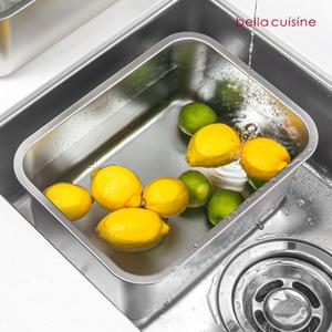 벨라쿠진 연마제 없는 에센셜 스텐 사각 대형 설거지통 10.5L 깊은 밧드 대용량