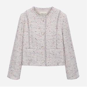 [써스데이아일랜드](T262MJK135W)네프사 라운드넥 트위드 자켓