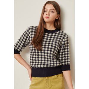 [제이제이 지고트]깅엄 체크 울 풀오버 니트GMBA1POJ4