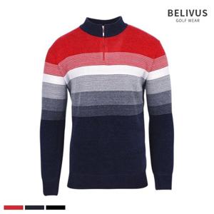 빌리버스 남자 골프웨어 니트집업 반집업 배색 기모 긴팔 티셔츠 BGLT033