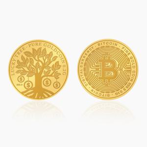 [오운] 24K 부를 부르는 순금 코인 (행운나무/비트코인) 0.2g