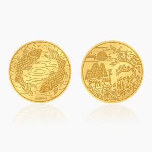 [오운] 24K 건강을 기원하는 순금 코인 (비단잉어/불로십장생) 0.2g