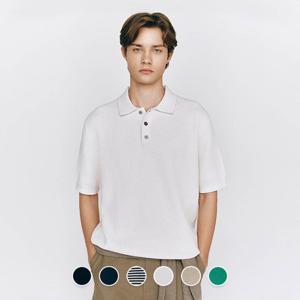 [지오다노] 남성 여름 폴로넥 스티치 반팔 카라 니트 스웨터 055523/01055523