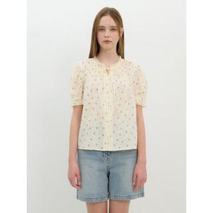 [올리브데올리브]넥스모킹 소매퍼프 하프 슬리브 블라우스 (OW5MB556)