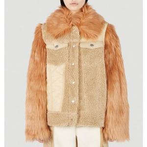 26 SS 어그 x 펑첸왕 인조 퍼 슬리브 플리스 자켓 베이지 1143252 CHE