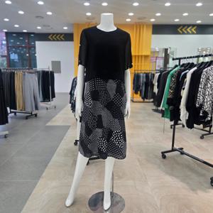 [벨라디터치]라운드넥 쉬폰레이어드 원피스 V9F2OP23_GN