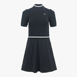 페어라이어 여성 퍼프 소매 플리츠넥 원피스 (블랙)