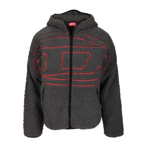 디젤 로고 자수 셰르파 플리스 후드 재킷 A189470KIBT 9AW