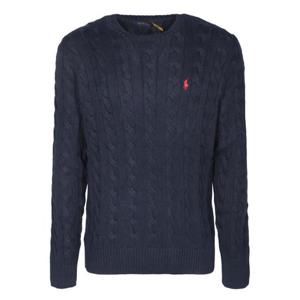 폴로 랄프로렌 로고 자수 케이블 니트 스웨터 710775885 001 Blu