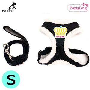 개줄 하네스 블랙 패리스독 S 패딩 크라운 애견용품
