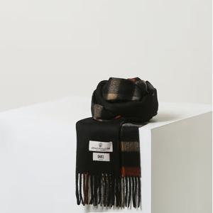 [닥스핸드백] 블랙 체크 닥스 로고 캐시미어100 양면 머플러DBMU5F990B