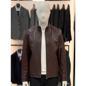 [바쏘옴므]브라운 램스킨 차이나카라 블루종 양가죽 점퍼