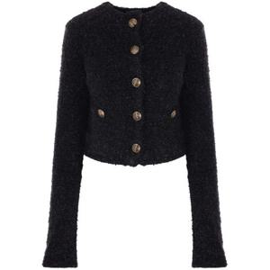 발렌시아가 트위드 크롭 가디건 793604T3328 1000 BLACK
