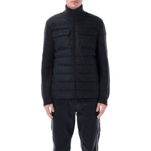 몽클레어 로고 패치 울 패디드 집업 가디건 9B00047M1115 989