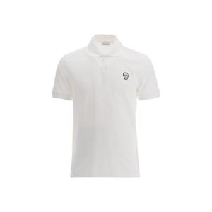 21FW 알렉산더 맥퀸 화이트 폴로 셔츠 with Tonal 스컬 Embroidery in 코튼 Man 622106QPX339000 TP573344406