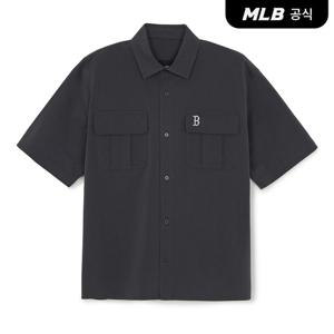[MLB공식] 26SS 공용 스트릿 빈티지 워싱 코튼 블랜드 반팔 셔츠 BOS (D.Charcoal Grey) 3AWSB0263-43CGD