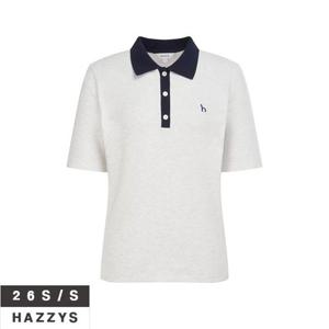 헤지스여성 HSTS6B401 카라배색 골지 반팔 폴로 티셔츠