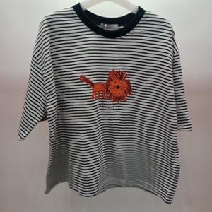 Latium HC06 국내생산 면100 세미크롭 사파리단가라 5부반팔 면티 T2621ts03B