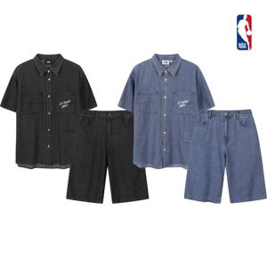 NBA 남녀공용 오버핏 골 데님 반팔셔츠 청반바지 셋업 62SHDP395