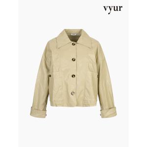 [뷰어][vyur] 단추 밑단 셔링 에코 가죽 자켓 (ZNLTO201)